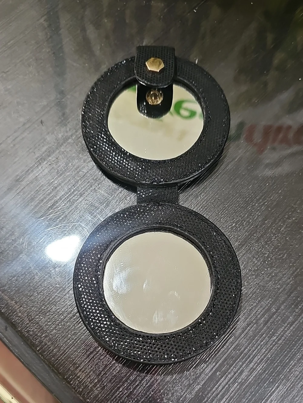 Black Compact Mirror with Dual Reflective Surfaces